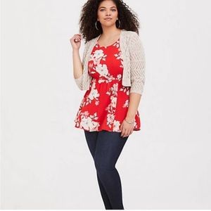 Torrid Size 4 Floral Babydoll Tank Womens Size 
Blood Orange Challis But…